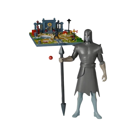 Dungeon Miniature Scene stylized 3D model preview showing layered parts, three-quarter game view