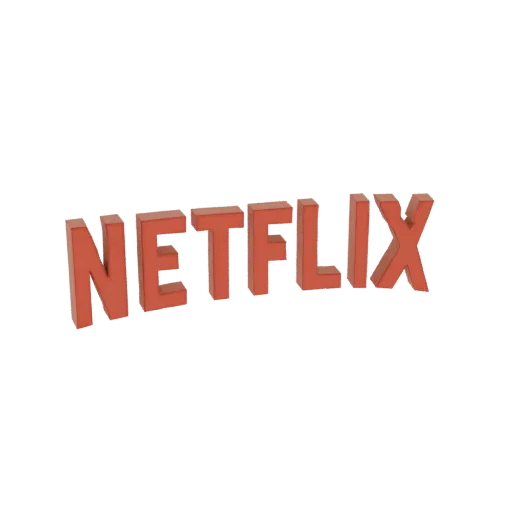 Un rendu 3D du logo Netflix en lettres rouges audacieuses en relief sur fond blanc.