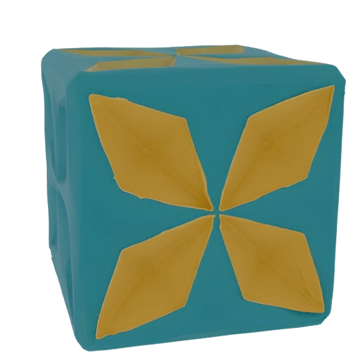 Teal and Gold Geometric Cube