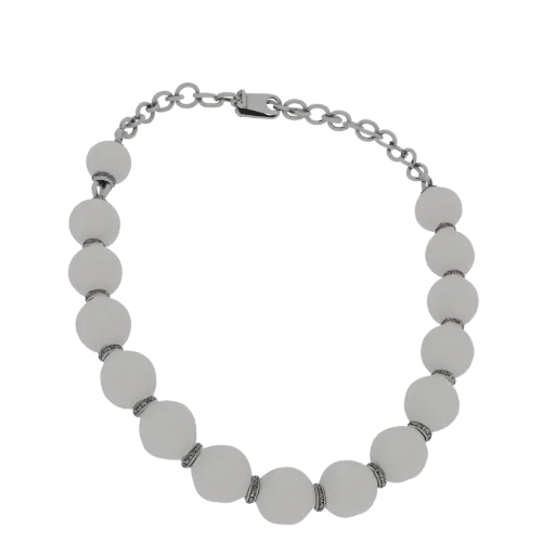 Pearl Chain Necklace render detail 3D model, front view studio render, highlighting necklace form and finish detail.