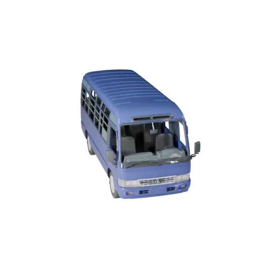 Modèle 3D de minibus, vue de jeu trois-quarts, actif de véhicule prêt pour Unreal Engine avec volumétrie de véhicule fonction