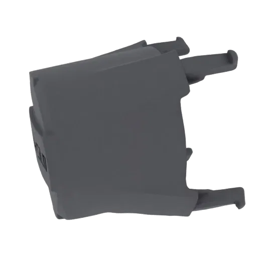 3D model render of a dark gray industrial clip bracket with interlocking clips.