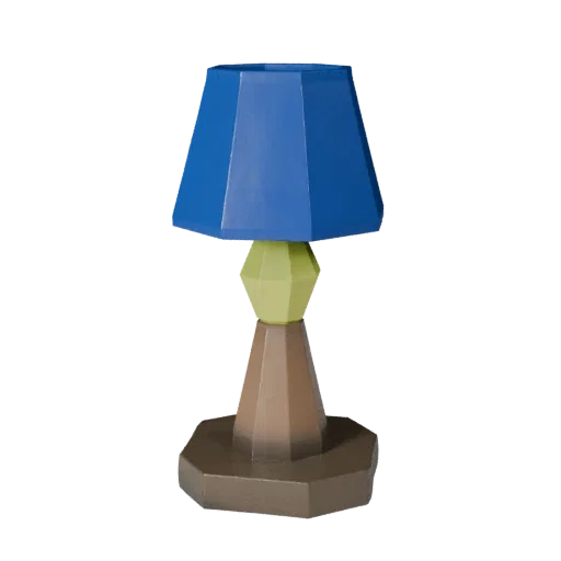 Minimal Table Lamp Low Poly 3D model, home interior, game viewport three-quarter view, metal detail.