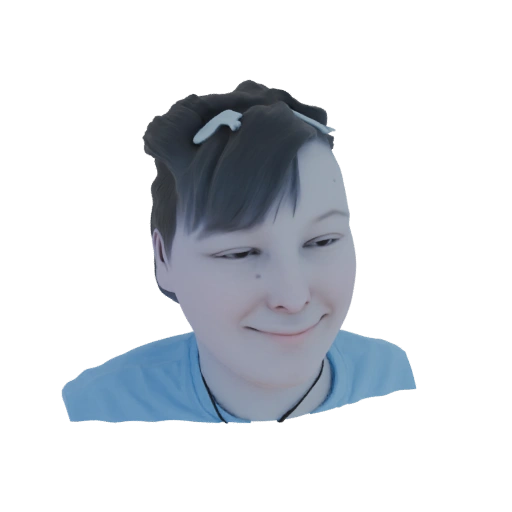 Smiling Young Person with Hair Clip 3D Model