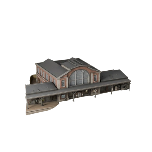 Modelo 3D de Prédio de Estação de Trem para Blender - Asset de Renderização