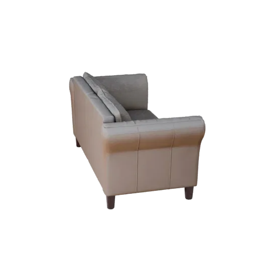 Compact Modular Couch Stylized 3D model, living room, stylized isometric render, woven fabric detail.