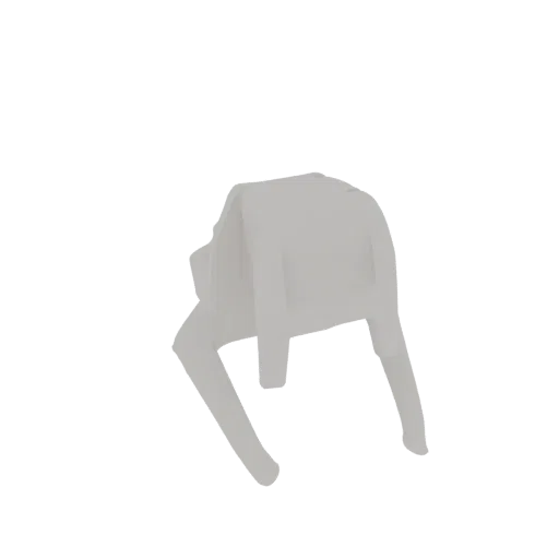 A minimalist grey plastic chair 3D model, viewed from a slightly elevated angle, showcasing its simple, modern design.