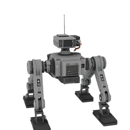 Service Crawler Robot Printable 3D model, isometric STL render, showing metal frames, robot form.