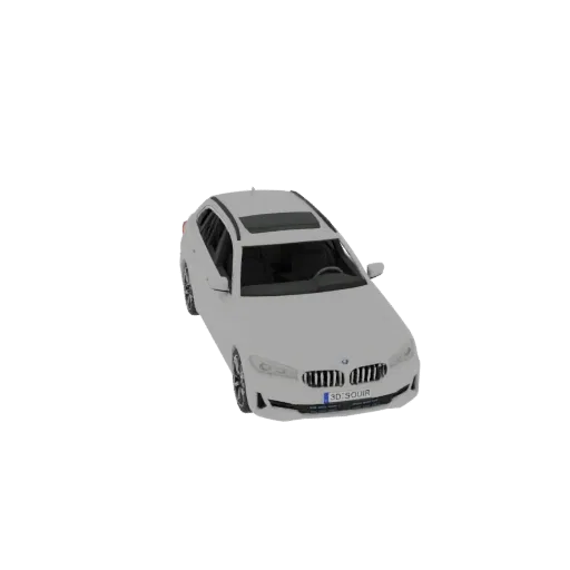 A top-down view of a white BMW 5 Series Touring 3D model against a black background.