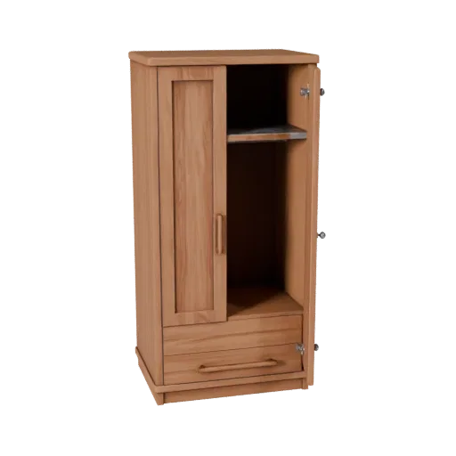 Shaker Wardrobe 3D model, bedroom, three-quarter front view, Unity viewport, painted wood detail.