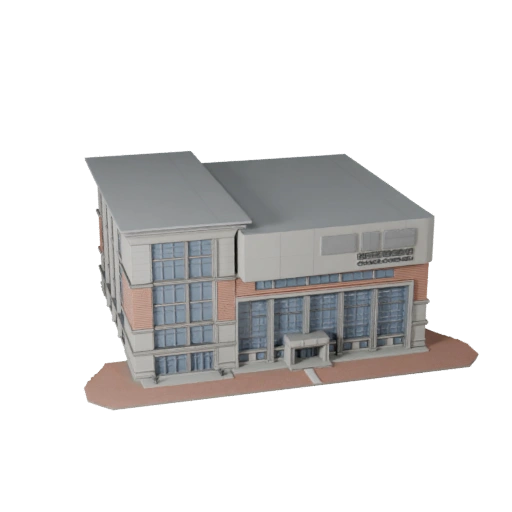 Prédio de Biblioteca Estilizado 3D - Asset de Jogo para Arquitetura