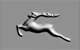Modèle 3D bas-relief "Cerf bondissant" couleur argent, représentant l'animal dans un bond dynamique