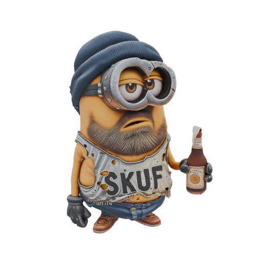 Grungy Minion with Beer Bottle 3D Model