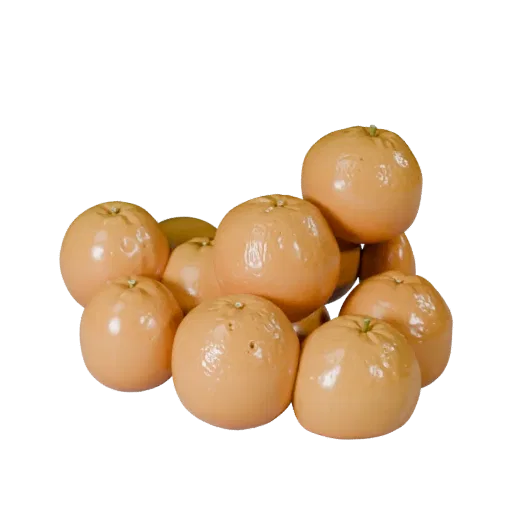 Fresh Orange 3D model, three-quarter front view, Unity viewport, showing skin pores, recognizable fruit forms.