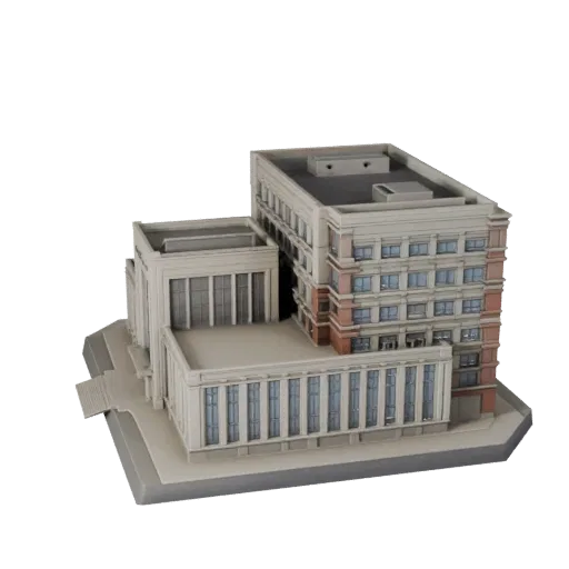 Public Pavilion high poly 3D model, close-up architectural render view, showing public building materials and architectural detail