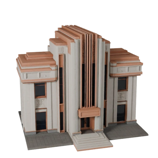 Modèle 3D de Façade Art Déco Stylisé - Asset de Jeu pour l'Architecture