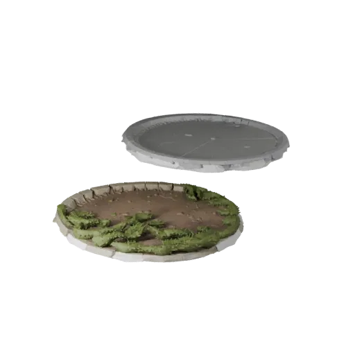Snow Round Base low poly 3D model preview showing rim shape, three-quarter game view, height and ground texture