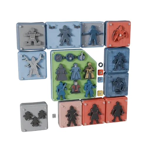 Abstract Meeple Set modular kit 3D model preview showing scale, top-down kitbash view, icon shape and table readability