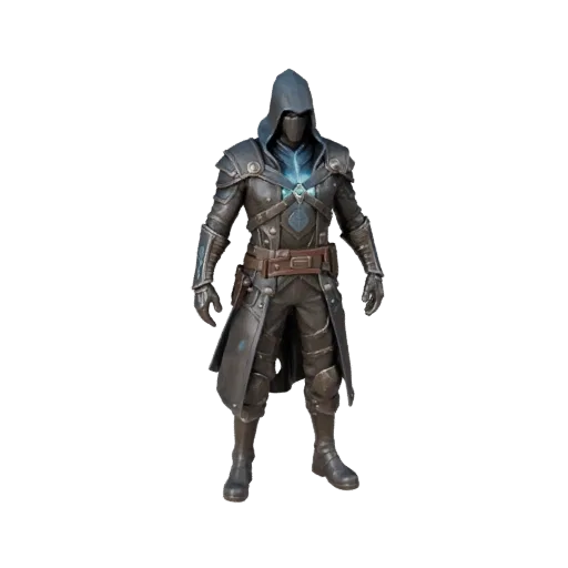 Personaggio 3D Assassino Realistico Battagliero, vista viewport motore, asset pronto per Unreal Engine con posa in piedi e PB