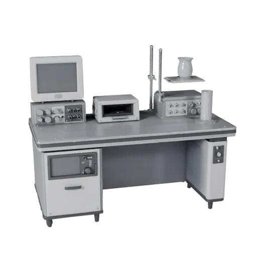 Prototype Scanner Device 3D model, three-quarter front view, Unity viewport, showing clean metal, bench-top devices.