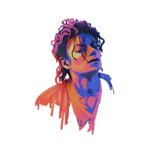 3D model of Michael Jackson in a vibrant pop art style, with colorful planes defining his face and hair.