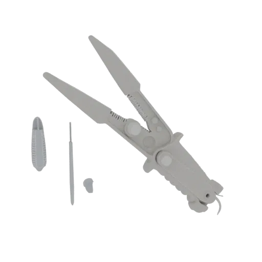 Emergency Scalpel Prop 3D model, three-quarter front view, AR viewer studio render, showing material detail and scale.