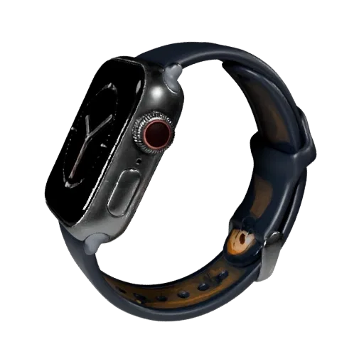 Luxury Smartwatch 3D model, three-quarter front view, Unity viewport, showing silicone, wearable fit.
