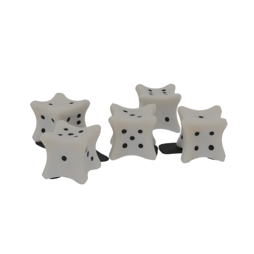 Set of 5 Rounded Dice with Black Pips
