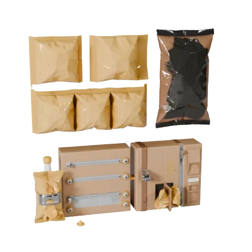 Boxed Chip Bag Product Viz 3D model, three-quarter studio product render, showing cardboard, package massing.