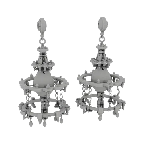 Chandelier Stud Earrings print ready 3D model, perspective studio render, showing earring form, surface, and scale cues.