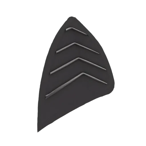 3D model of a black car rear window louver with angled slats, presented on a white background.