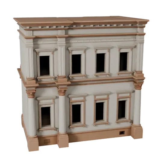 Classical Facade Blender-ready 3D model, Blender studio render view, showing building facade materials and architectural detail