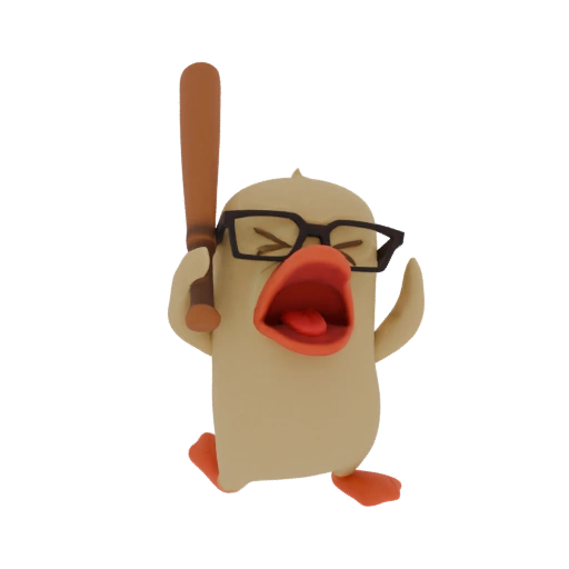 Angry Duck with Baseball Bat 3D Model