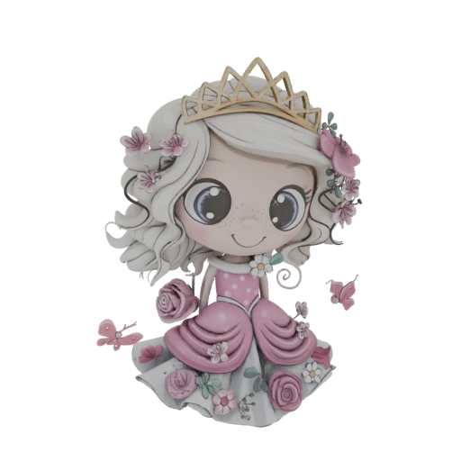 Cute Princess with Flowers and Butterflies 3D Model