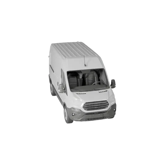 Modello 3D Furgone per consegne, vista di gioco a tre quarti, asset veicolo pronto per Unity con massa veicolare funzionante,
