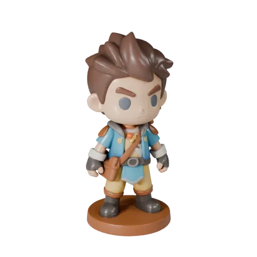Adventure Figurine STL printable 3D model preview showing pose, three-quarter display angle