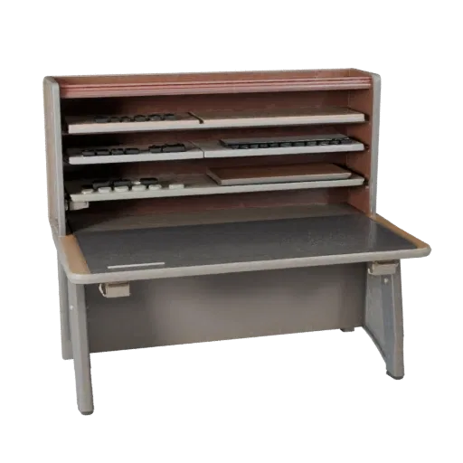 Corporate Desk Organizer Realistic 3D model, three-quarter studio render, showing plastic, desk-scale silhouettes.