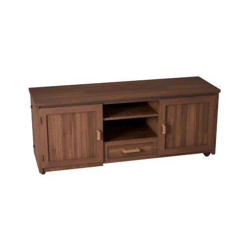 Floating Sideboard 3D model, dining room, three-quarter front view, Unreal Engine viewport, painted wood detail.