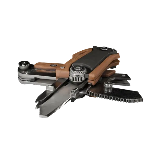 Precision Utility Knife High Poly 3D model, close-up studio render, showing painted metal, clear grip zones.