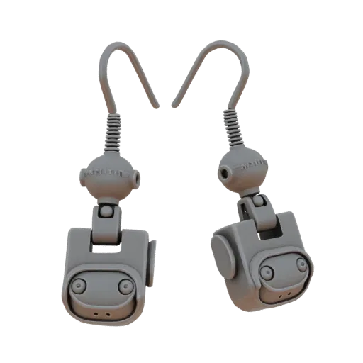 Drop Stud Earrings render detail 3D model, studio profile shot, highlighting earring form and finish detail.