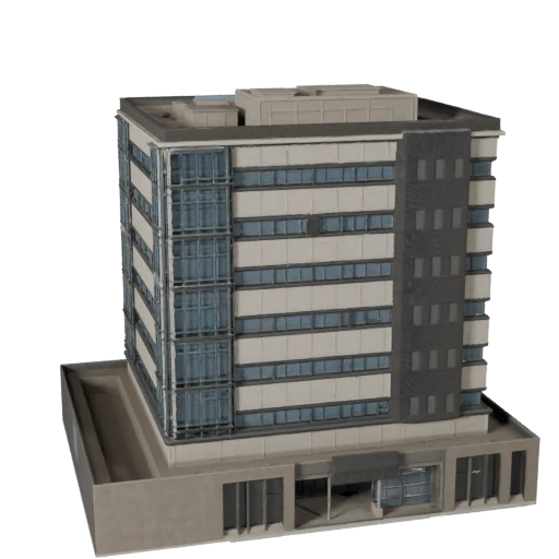 Edificio de Oficinas Estilizado de Baja Altura 3D - Activo para Juegos