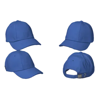 A 3D model of a light blue baseball cap shown from multiple angles against a black background.