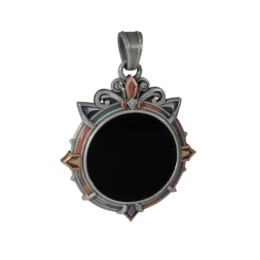Ornate Medallion game ready 3D model, turntable hero render, with calibrated pendant silhouette and material reads.