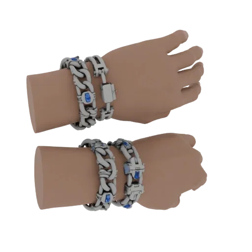 Beaded Bracelet render detail 3D model, studio profile shot, highlighting bracelet form and finish detail.