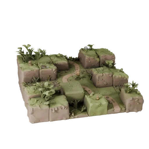 Swamp Mud Trail Modular 3D model, isometric modular kit view, showing layered soil, mud shelves.