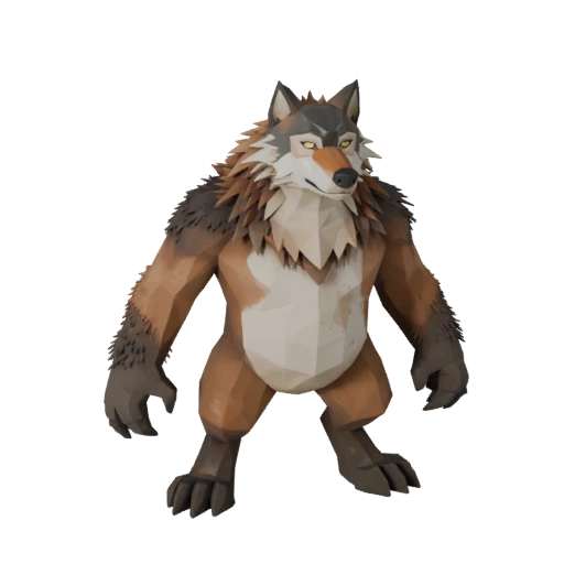 Modello 3D Lupo Low Poly - Asset di Gioco Unity con FBX | Royalty-Free
