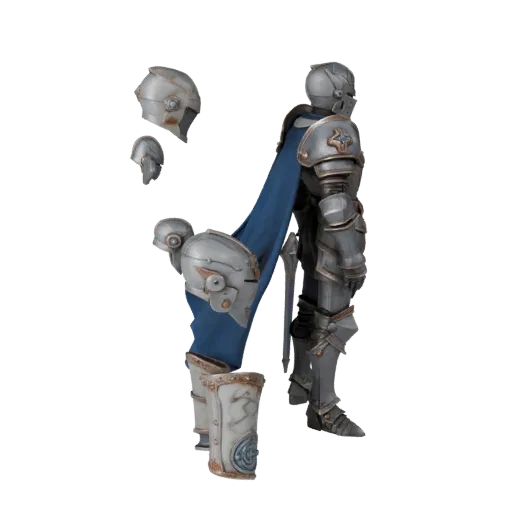 Personagem 3D Cavaleiro de Cobalto Fantasia, vista da viewport do motor, ativo pronto para Unreal Engine com pose em pé e pbr