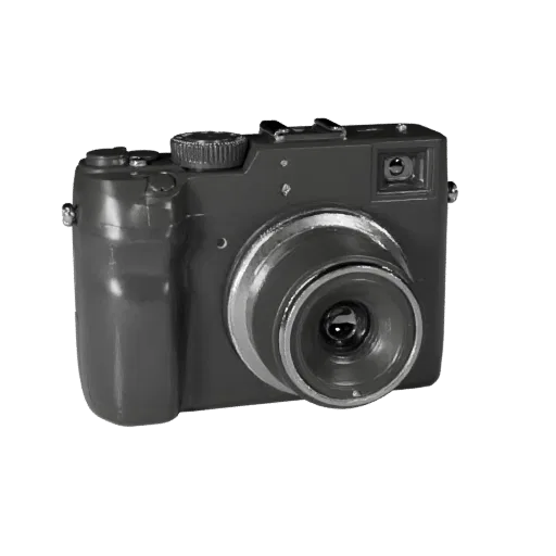 Modèle 3D modulaire Action Instant Camera, vue isométrique du kit modulaire, montrant les poignées texturées, les barillets d