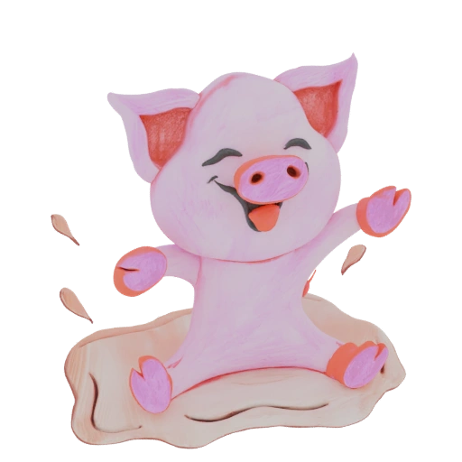 Happy Pig in Mud 3D Model