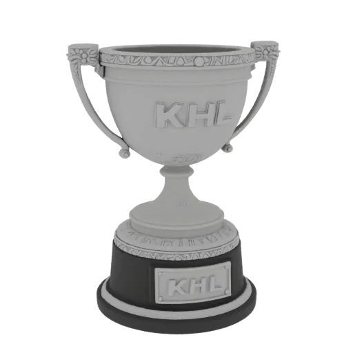 3D model of Gagarin Cup KHL, depicted as a silver trophy with a detailed bowl, handles, and base.